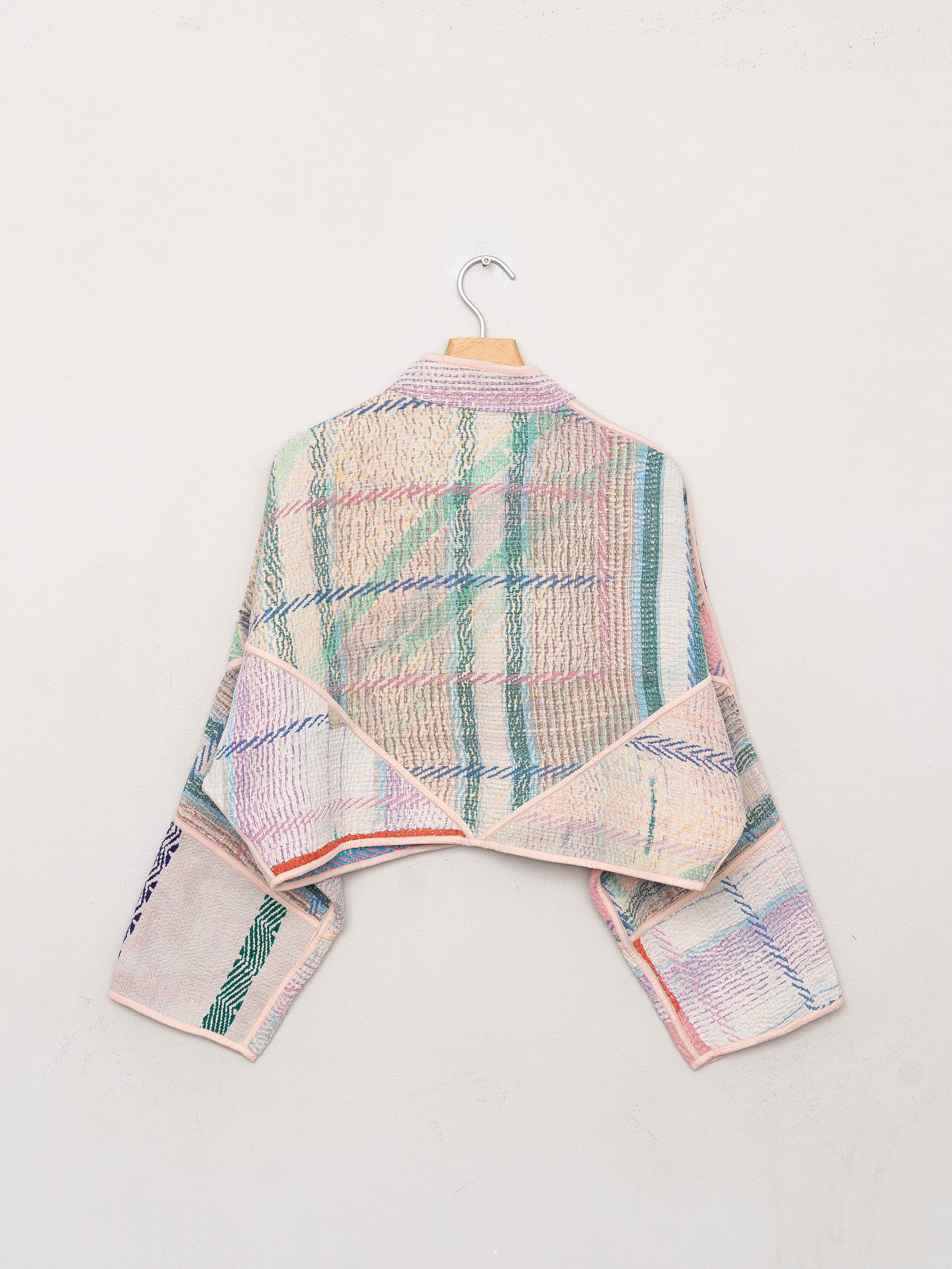 The Kaira Cropped Quilted Patchwork Kantha Jacket