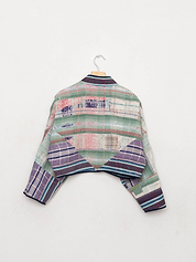 The Kaira Cropped Quilted Patchwork Kantha Jacket