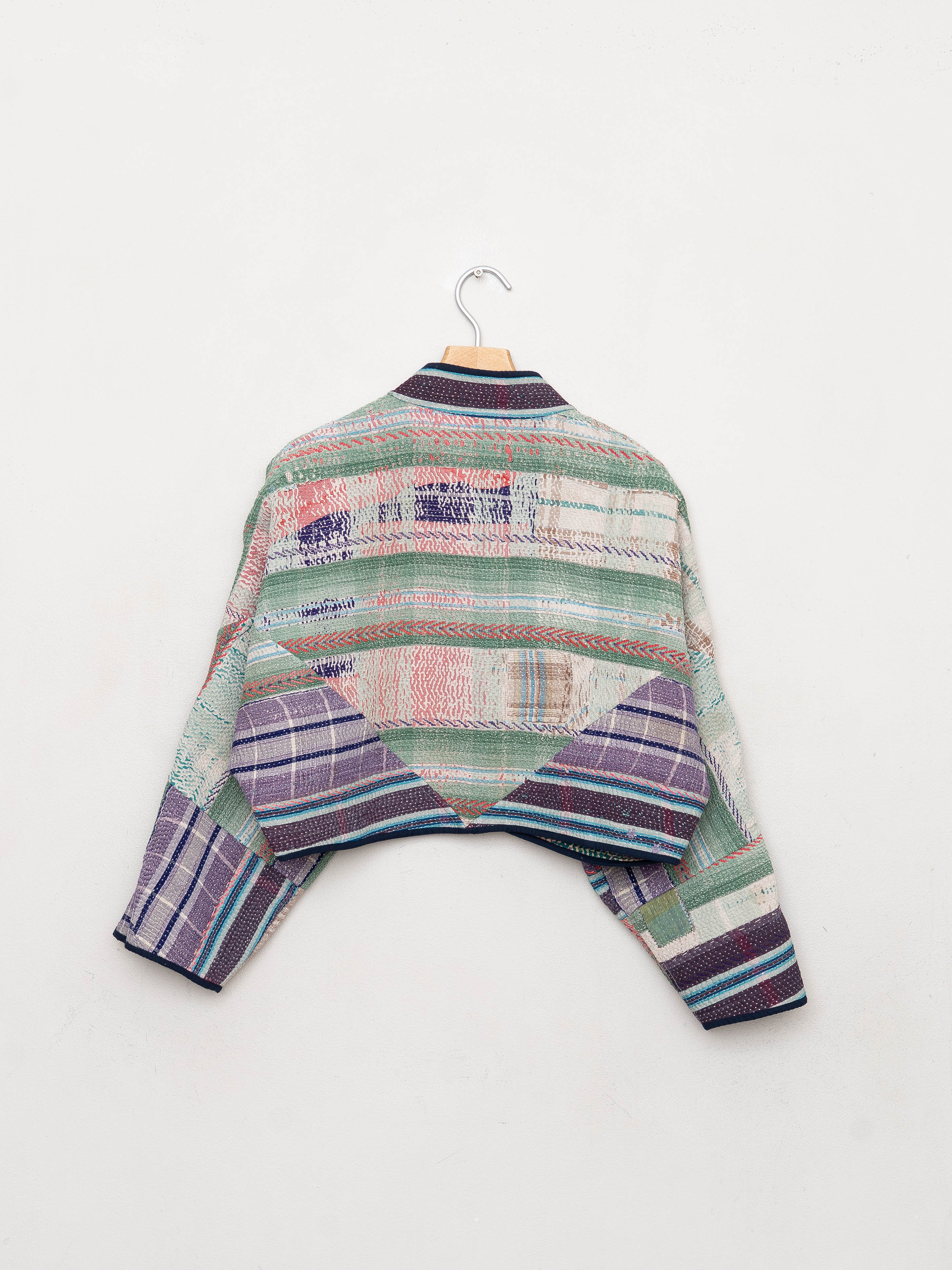 The Kaira Cropped Quilted Patchwork Kantha Jacket