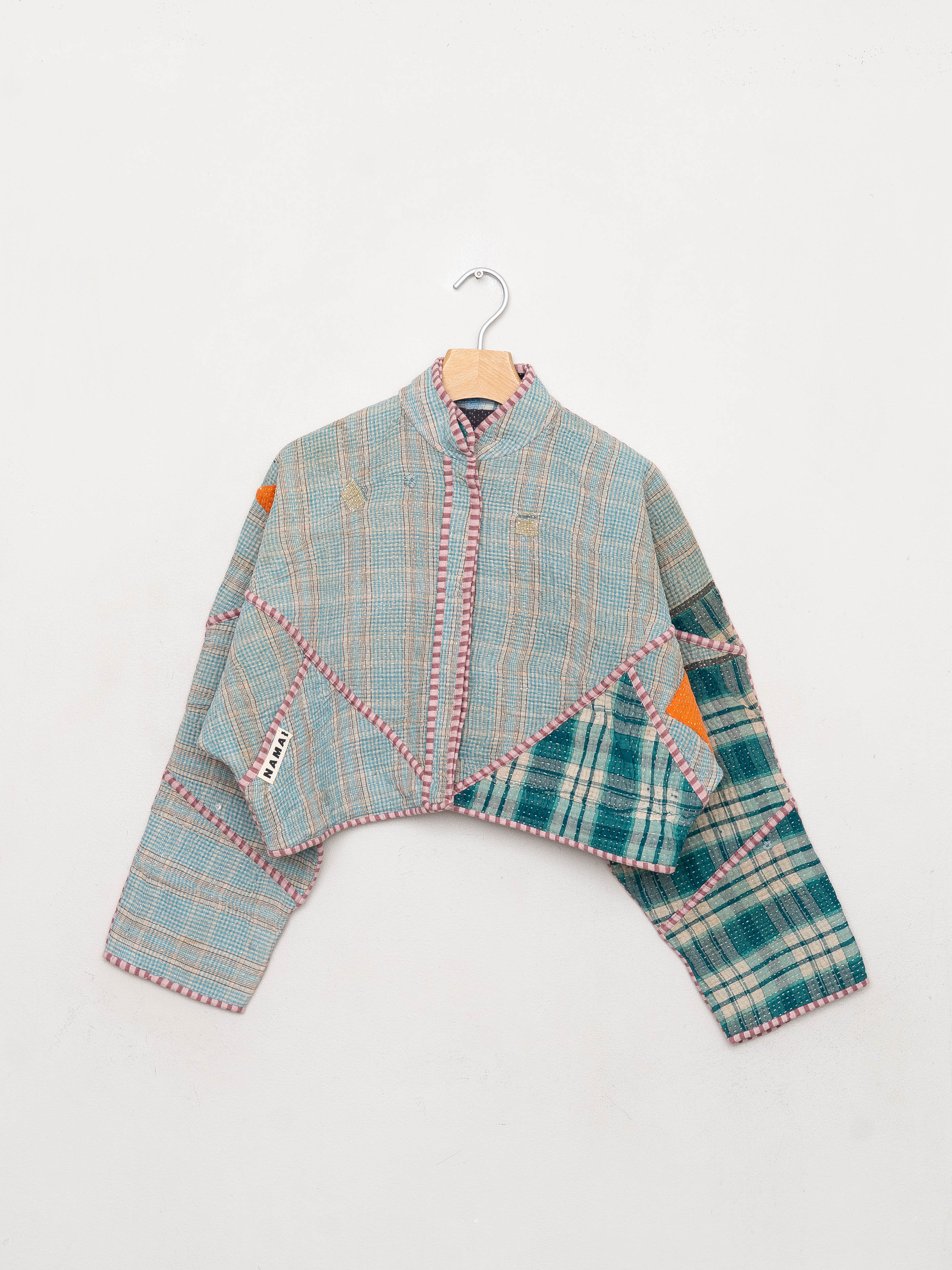 The Kaira Cropped Quilted Patchwork Kantha Jacket
