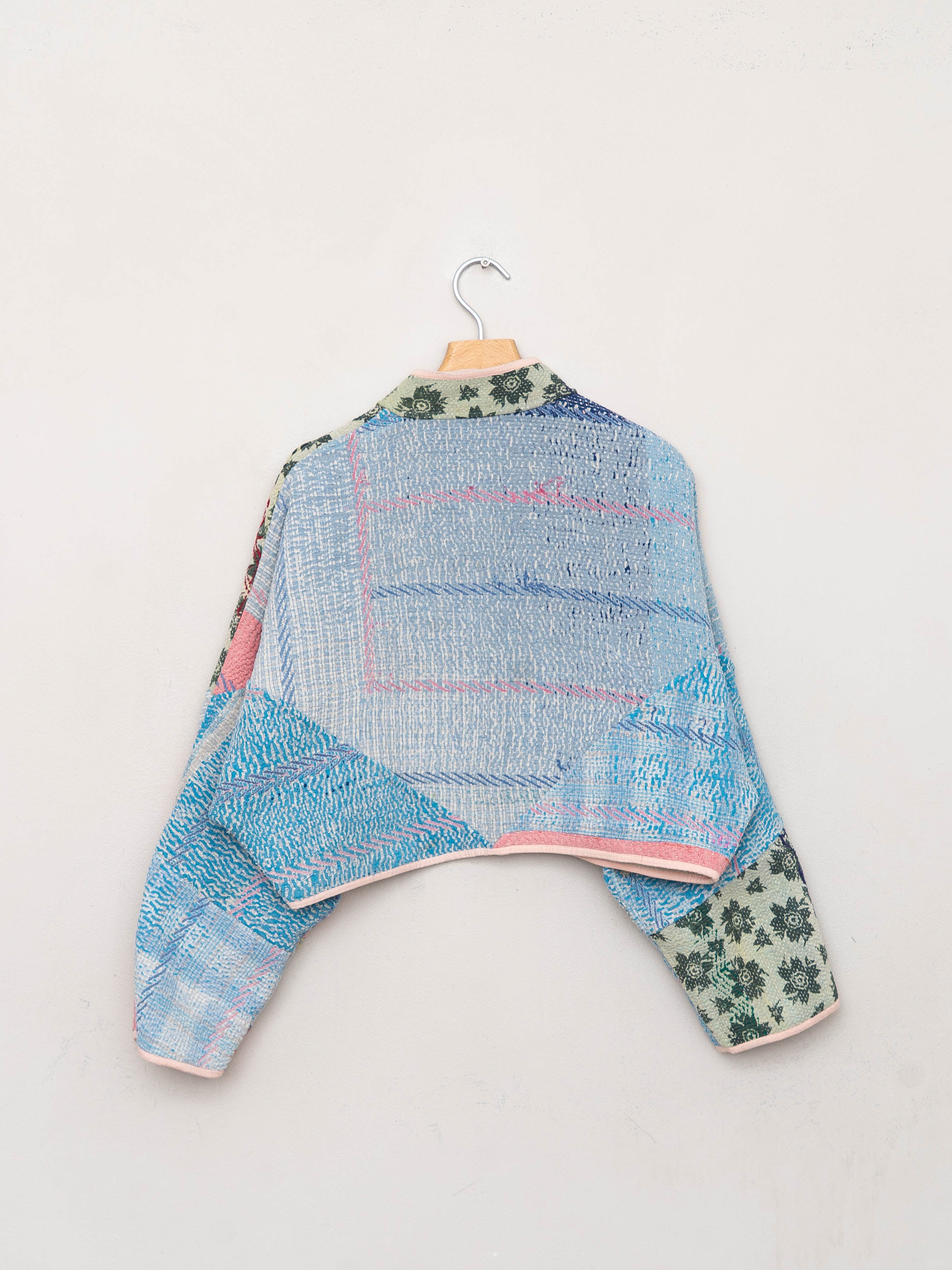 The Kaira Cropped Quilted Patchwork Kantha Jacket