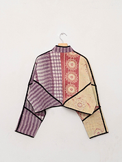 The Kaira Cropped Quilted Patchwork Kantha Jacket