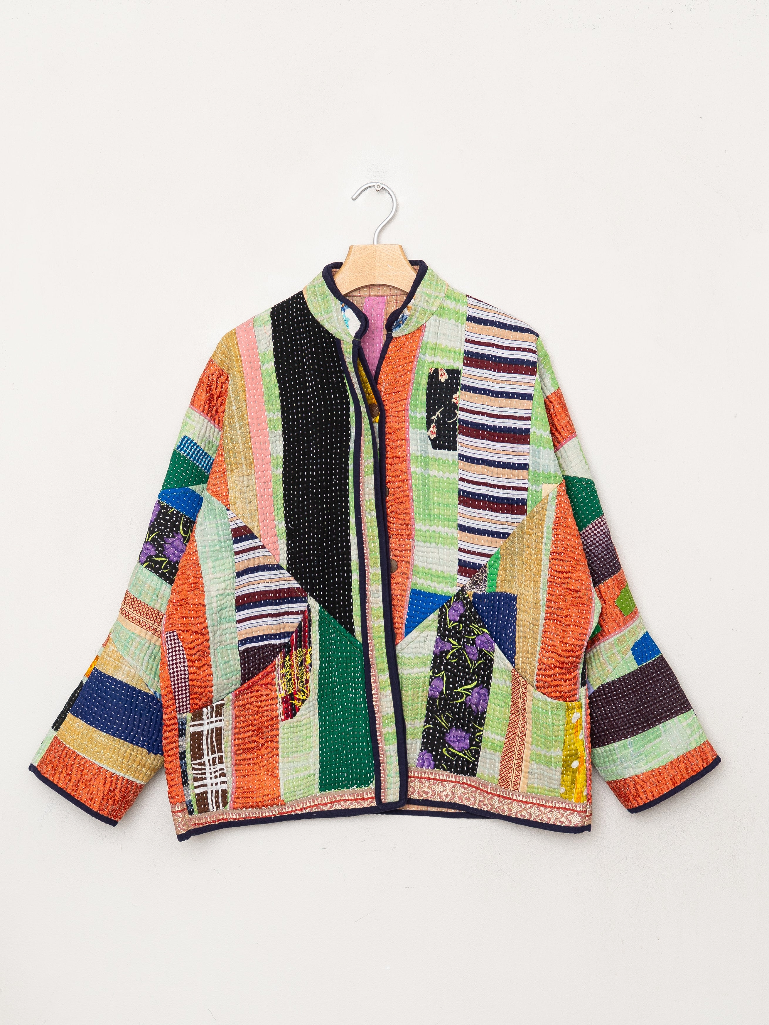 The Ladhiya Quilted Patchwork Kantha Jacket