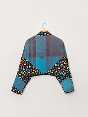 The Kaira Cropped Quilted Patchwork Kantha Jacket