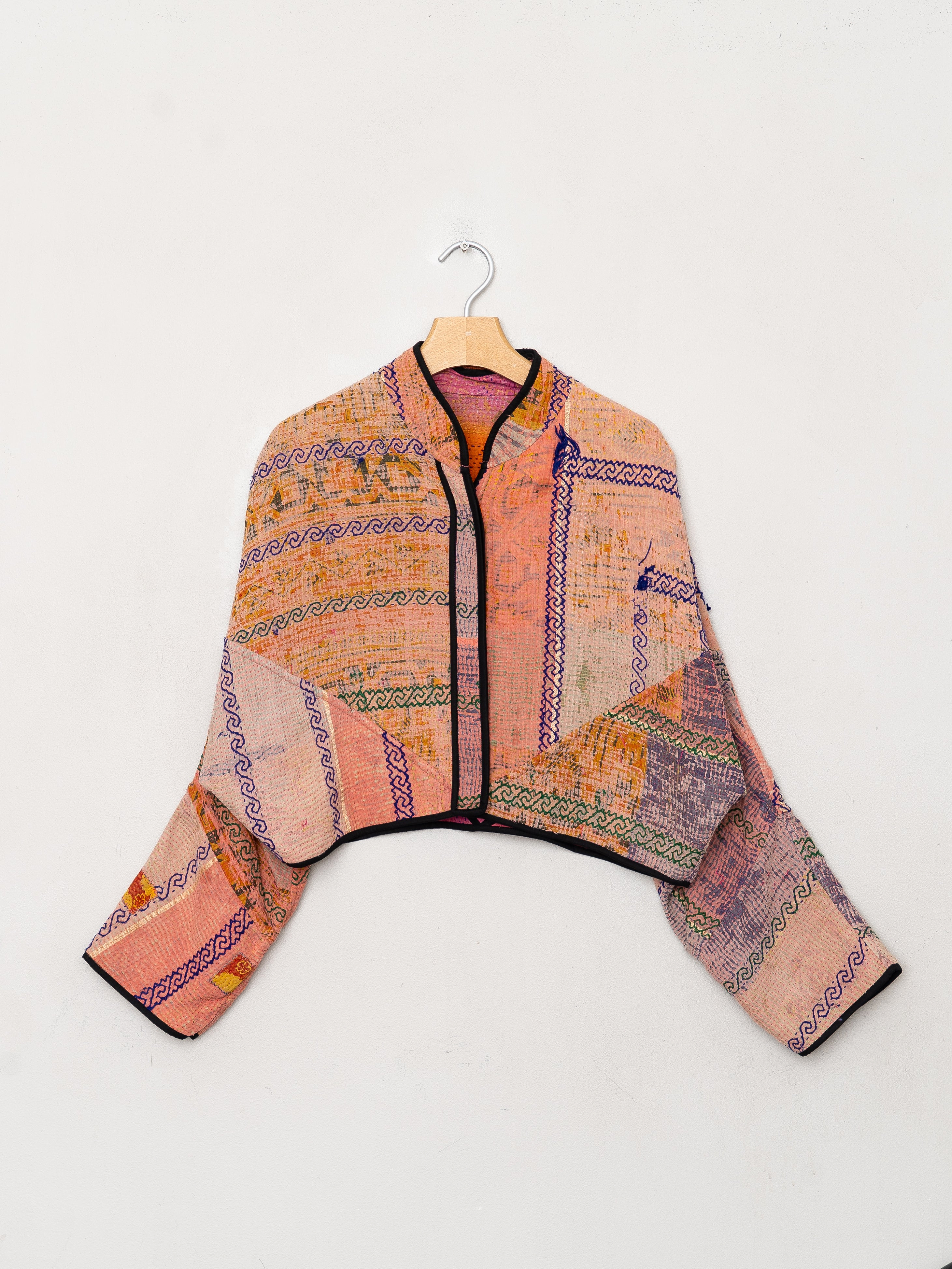 The Kaira Cropped Quilted Patchwork Kantha Jacket
