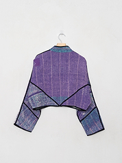 The Kaira Cropped Quilted Patchwork Kantha Jacket