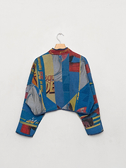 The Kaira Cropped Quilted Patchwork Kantha Jacket