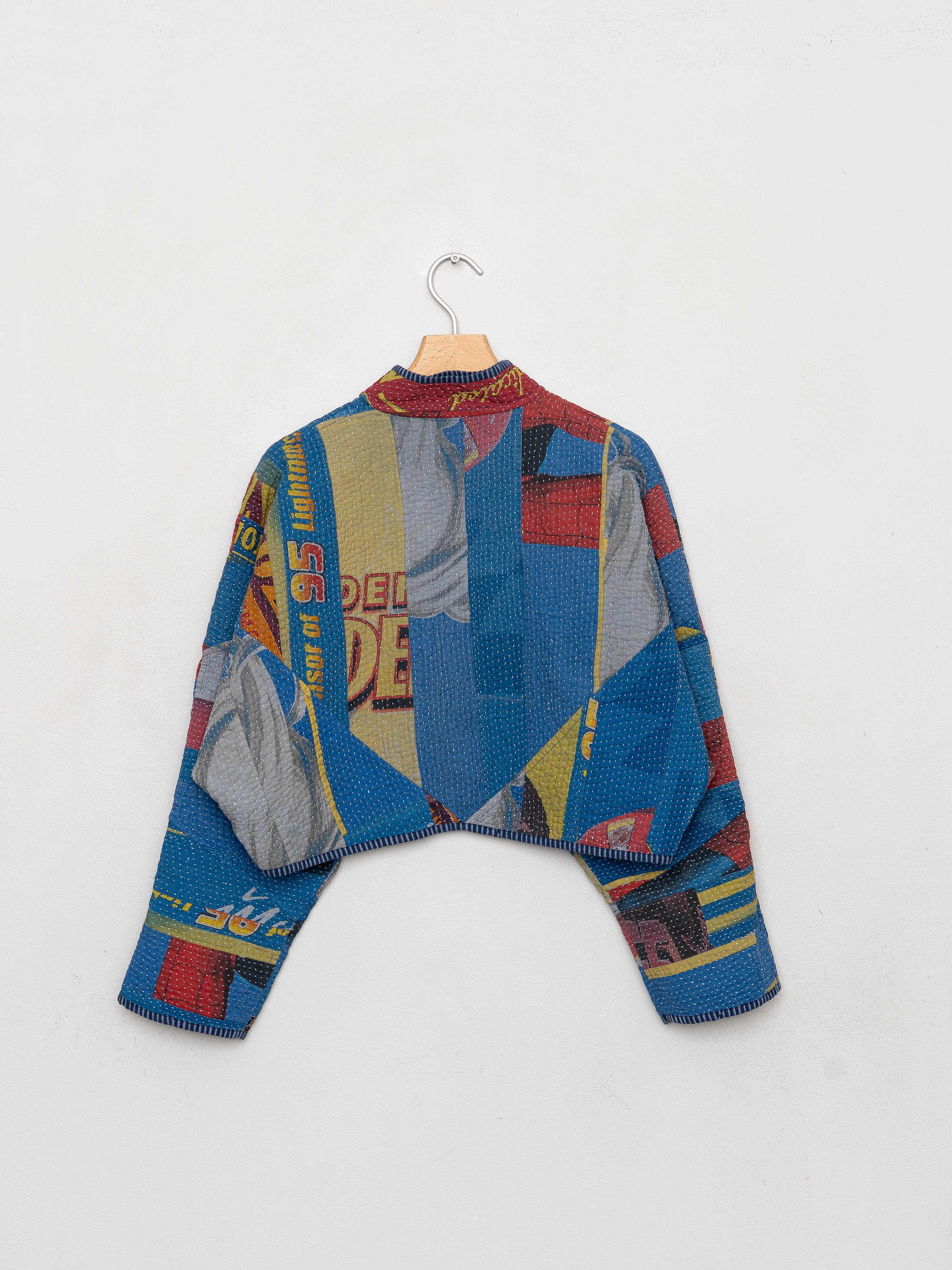 The Kaira Cropped Quilted Patchwork Kantha Jacket
