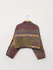 The Kaira Cropped Quilted Patchwork Kantha Jacket