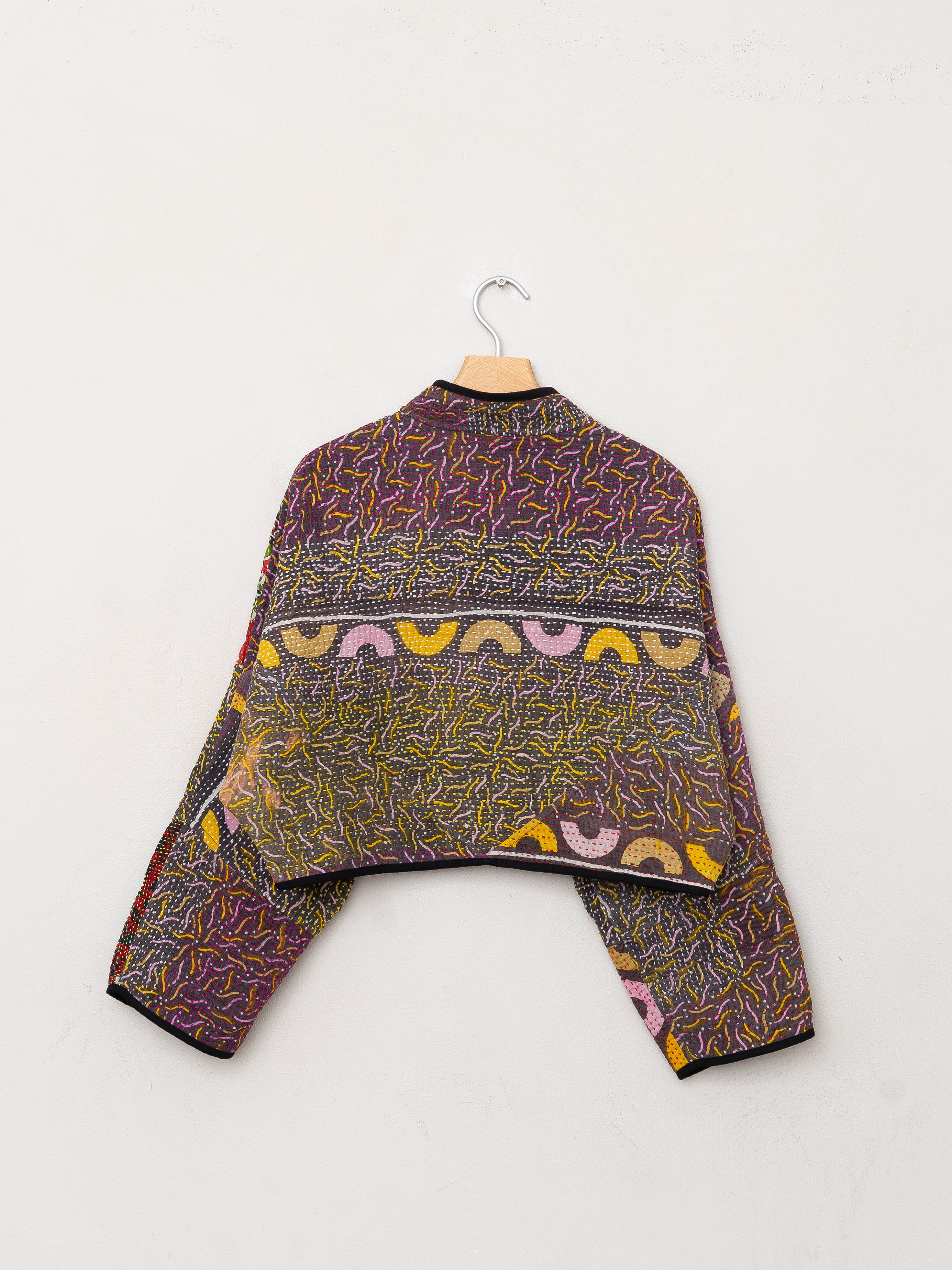 The Kaira Cropped Quilted Patchwork Kantha Jacket
