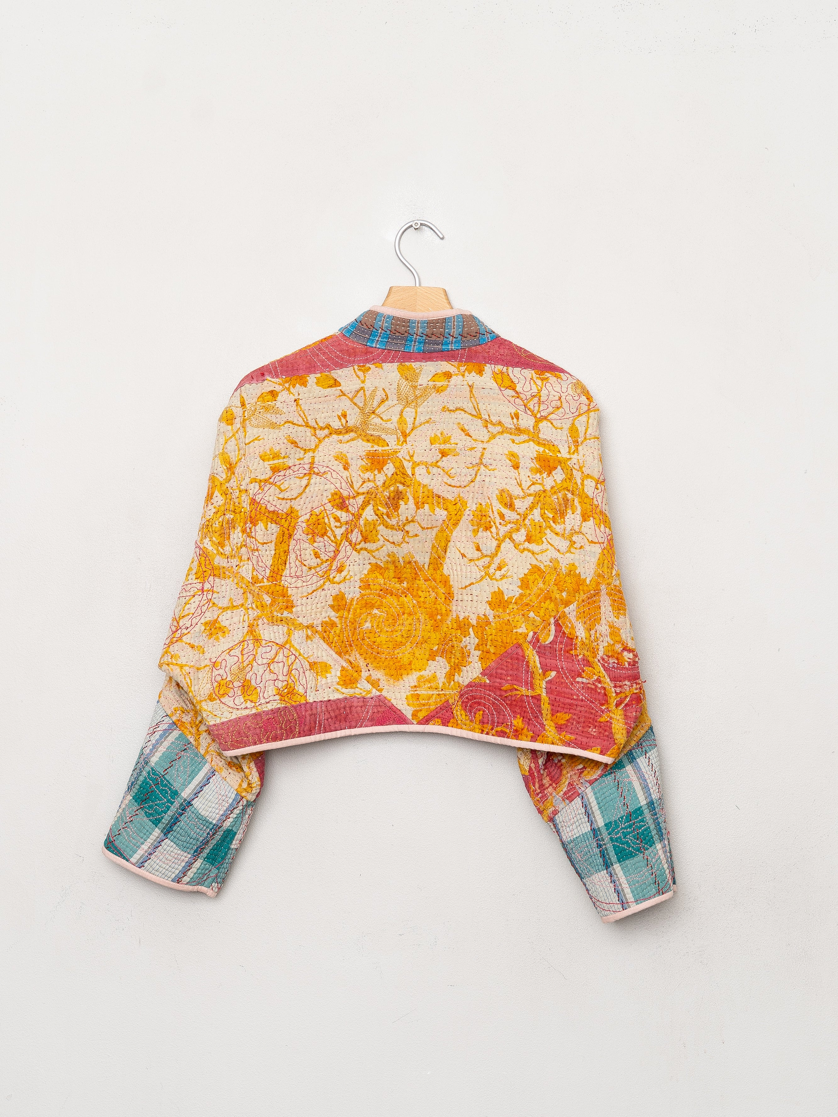 The Kaira Cropped Suzani Quilted Kantha Jacket