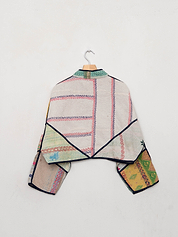 The Kaira Cropped Quilted Patchwork Kantha Jacket