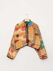 The Kaira Cropped Suzani Quilted Kantha Jacket