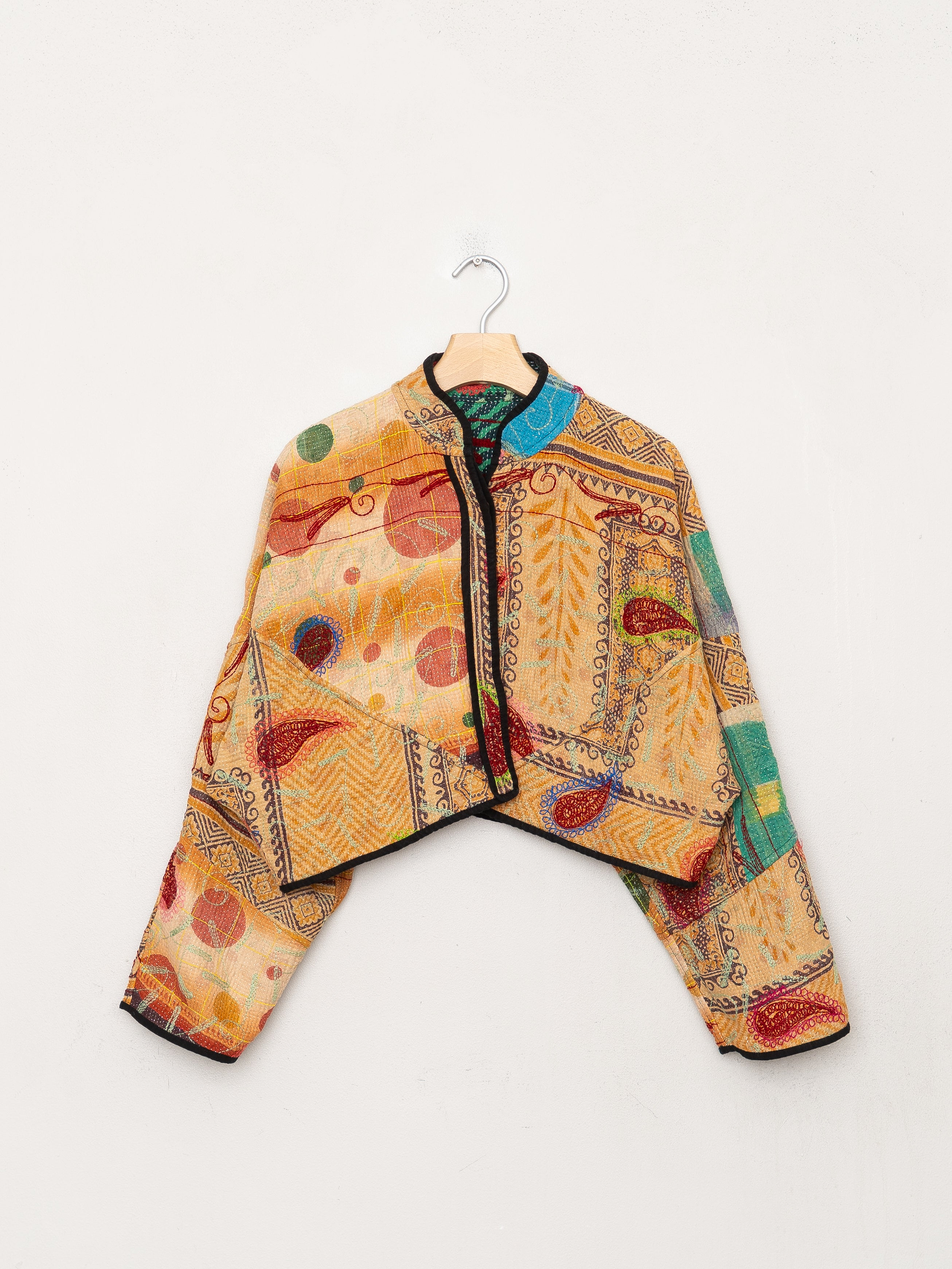 The Kaira Cropped Suzani Quilted Kantha Jacket