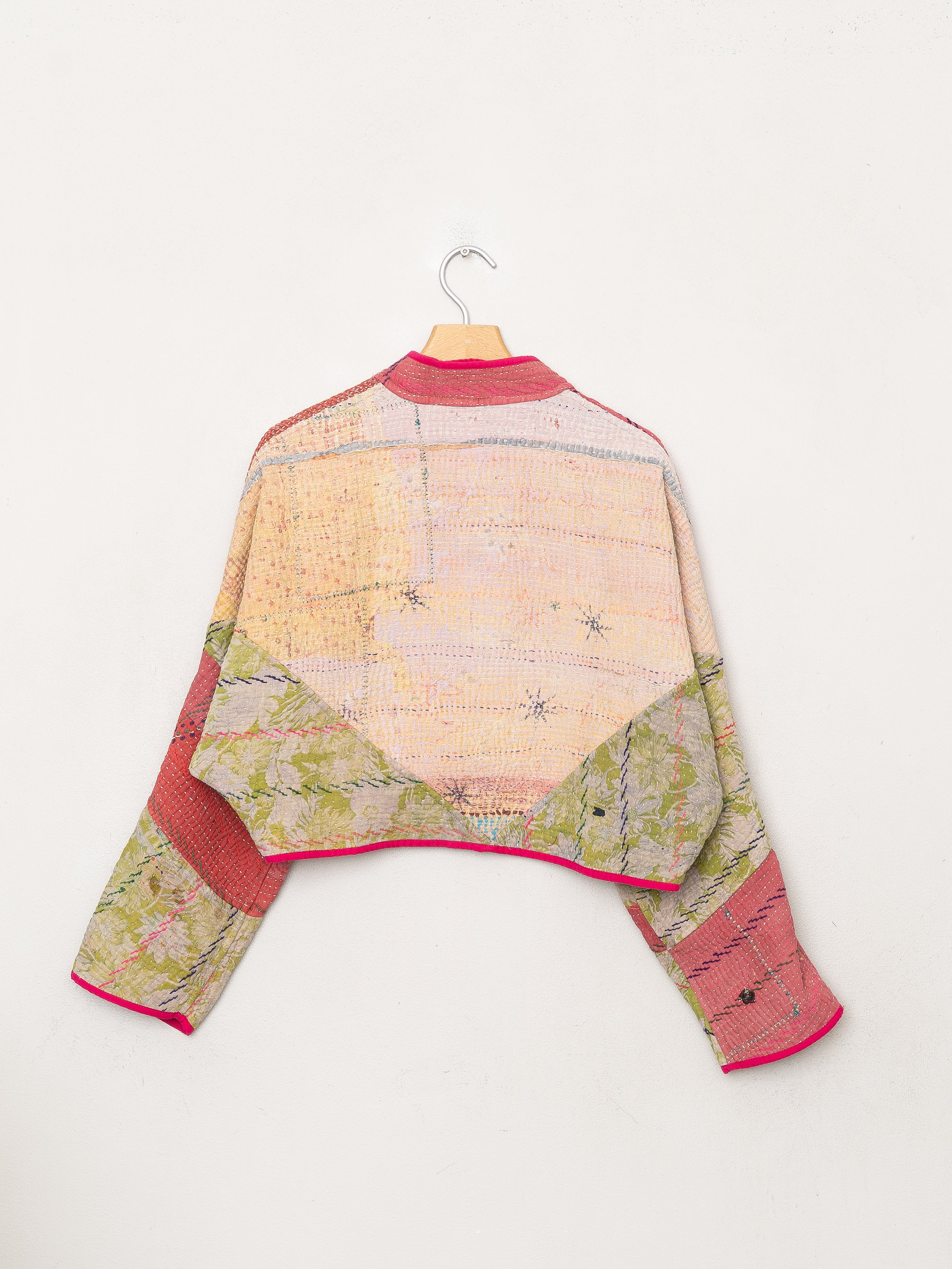 The Kaira Cropped Quilted Patchwork Kantha Jacket