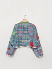 The Kaira Cropped Suzani Quilted Kantha Jacket