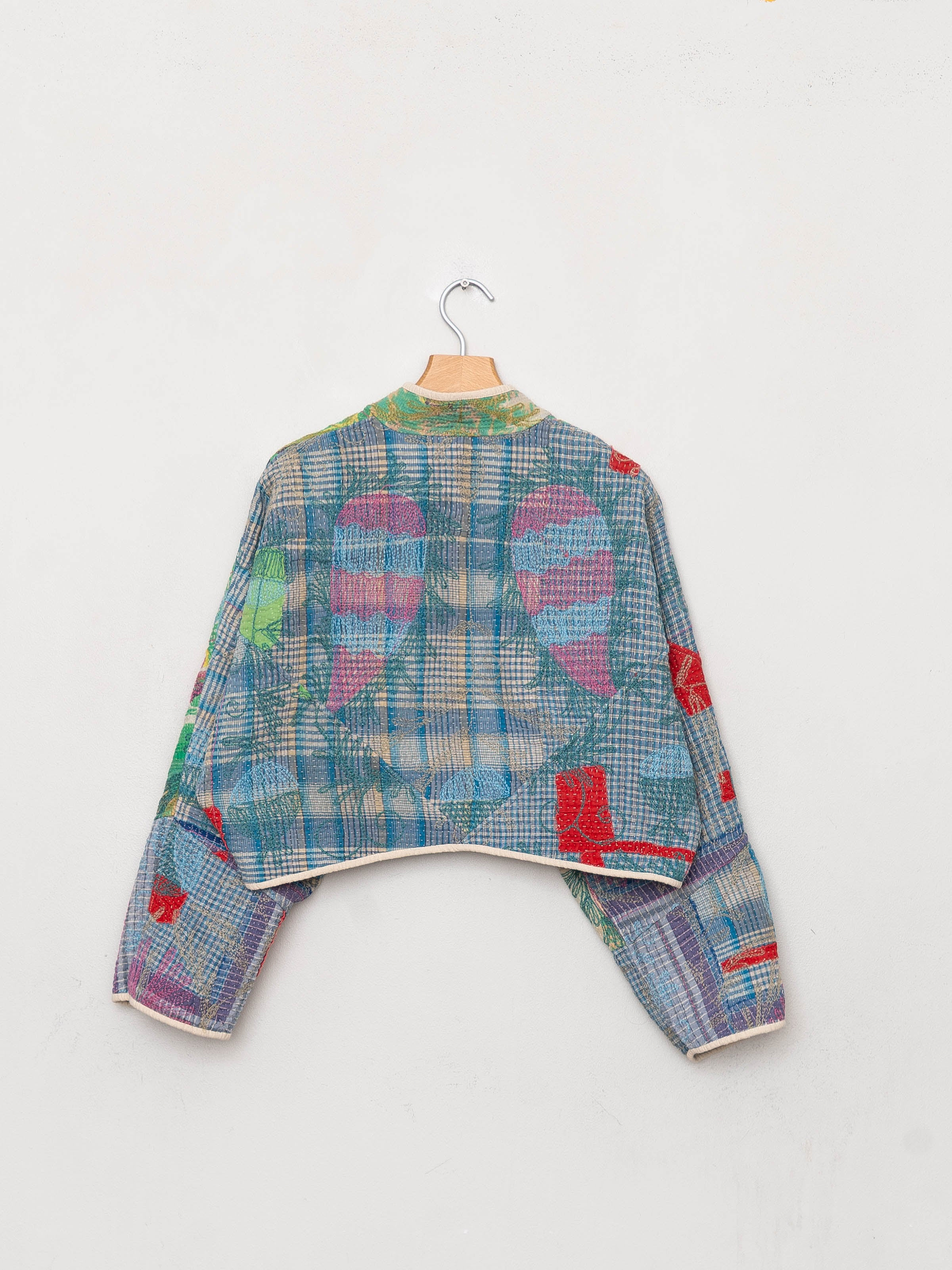 The Kaira Cropped Suzani Quilted Kantha Jacket