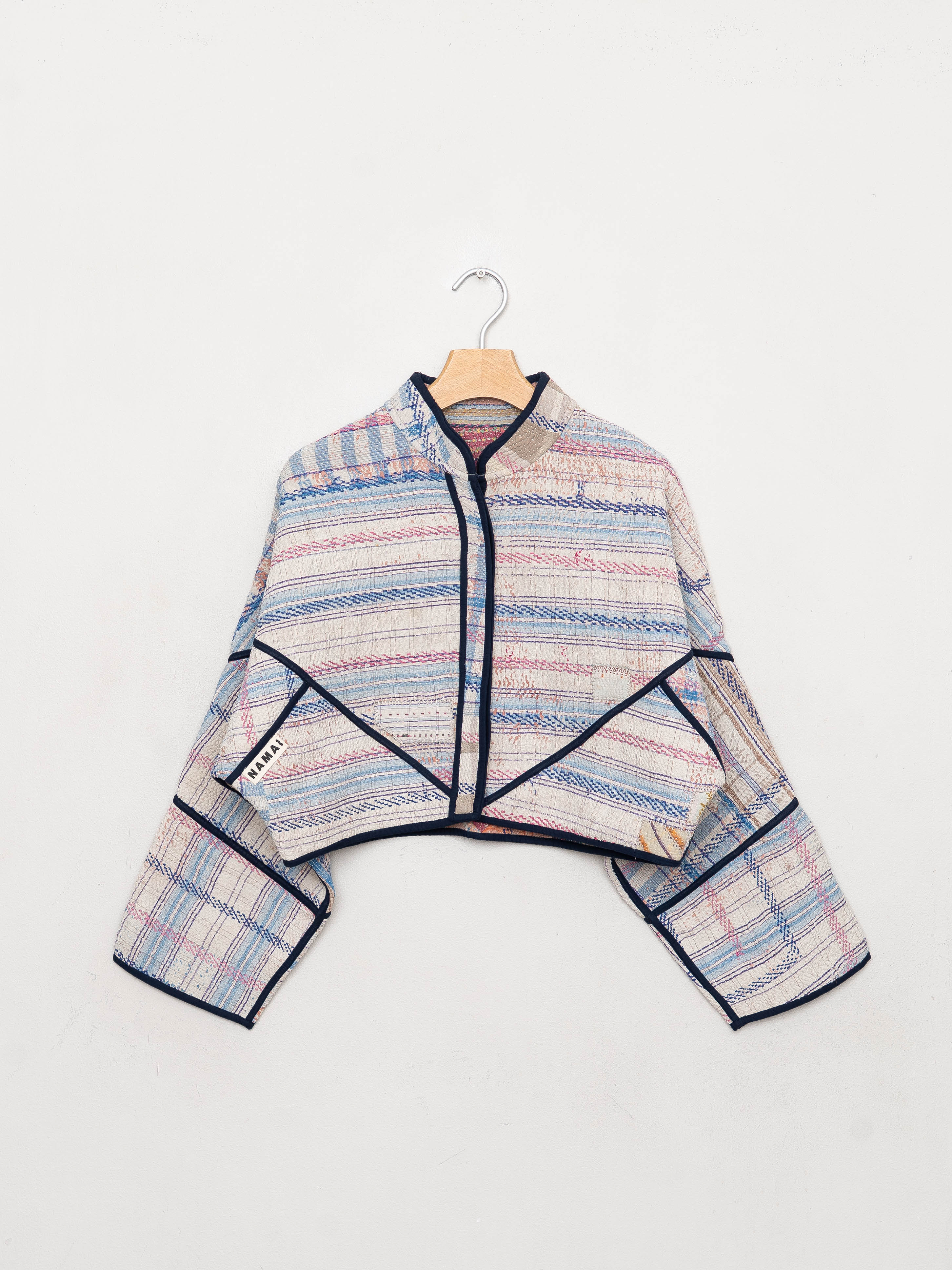 The Kaira Cropped Quilted Patchwork Kantha Jacket