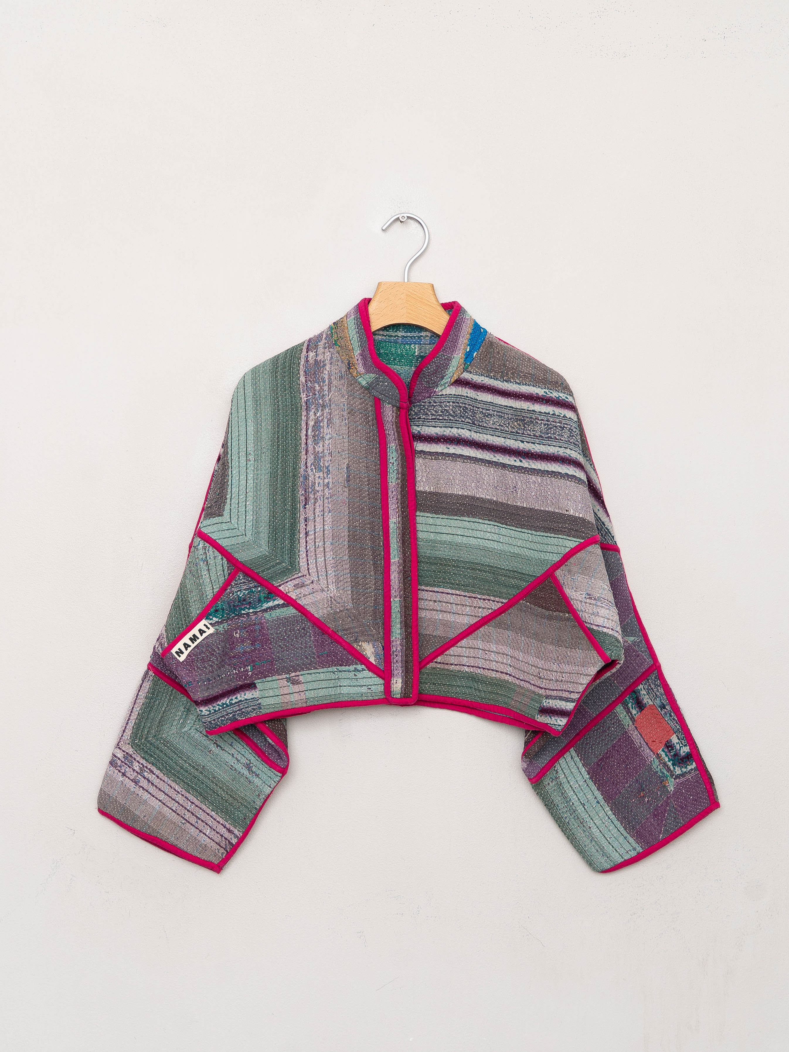The Kaira Cropped Quilted Patchwork Kantha Jacket