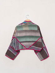 The Kaira Cropped Quilted Patchwork Kantha Jacket