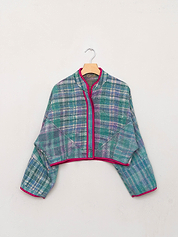 The Kaira Cropped Quilted Patchwork Kantha Jacket