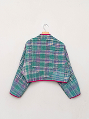 The Kaira Cropped Quilted Patchwork Kantha Jacket