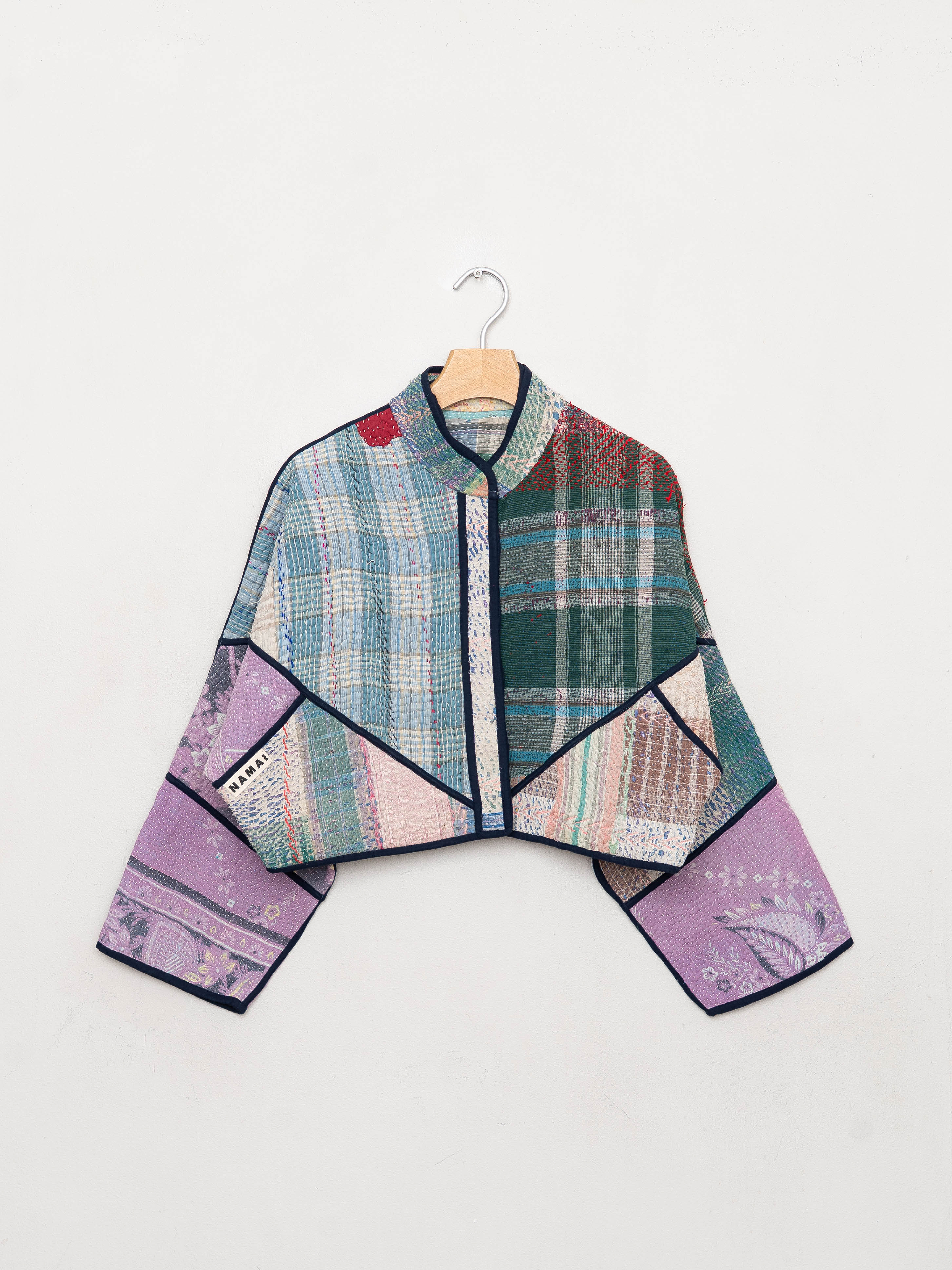 The Kaira Cropped Quilted Patchwork Kantha Jacket