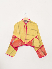 The Kaira Cropped Quilted Patchwork Kantha Jacket
