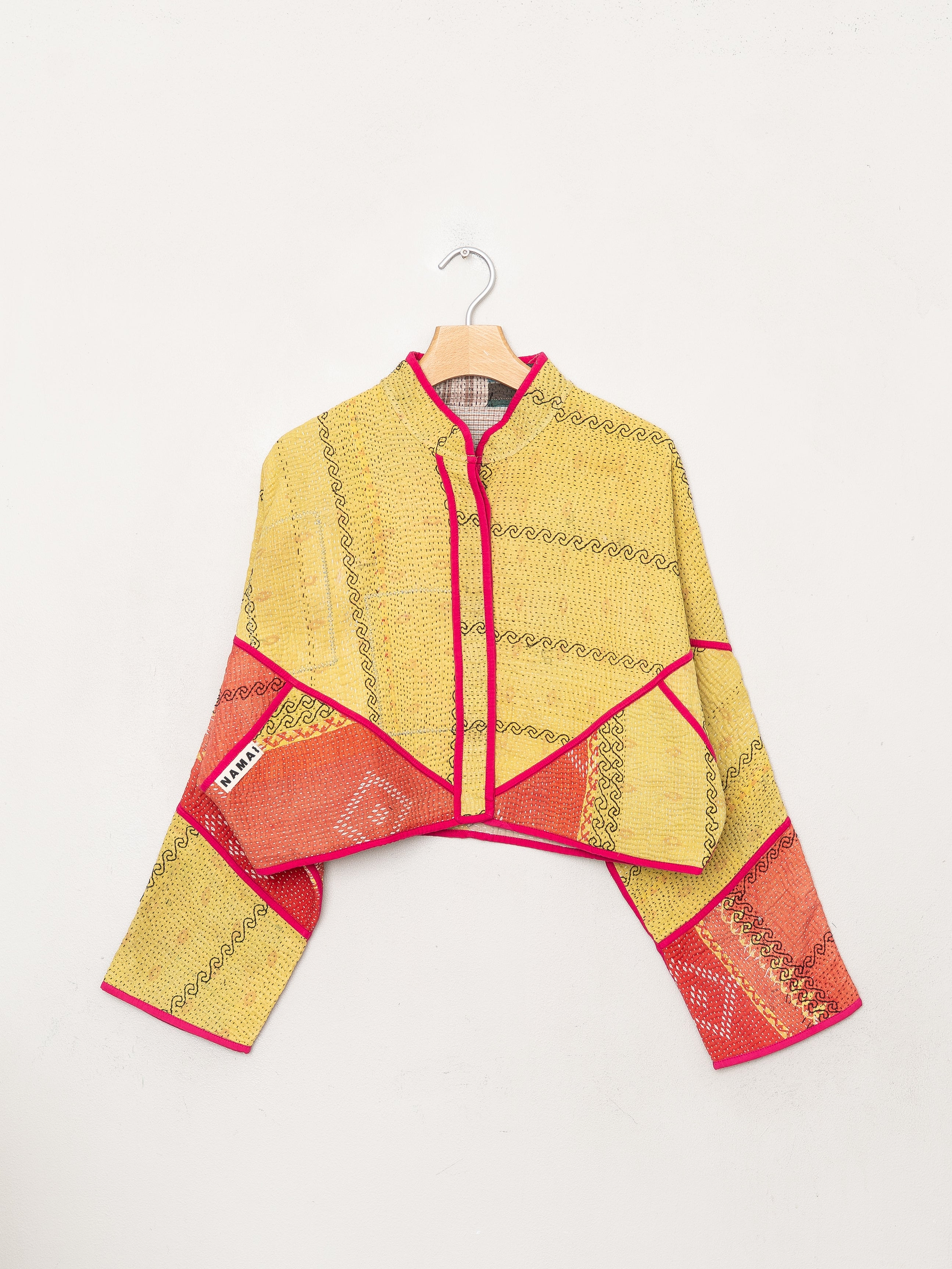 The Kaira Cropped Quilted Patchwork Kantha Jacket
