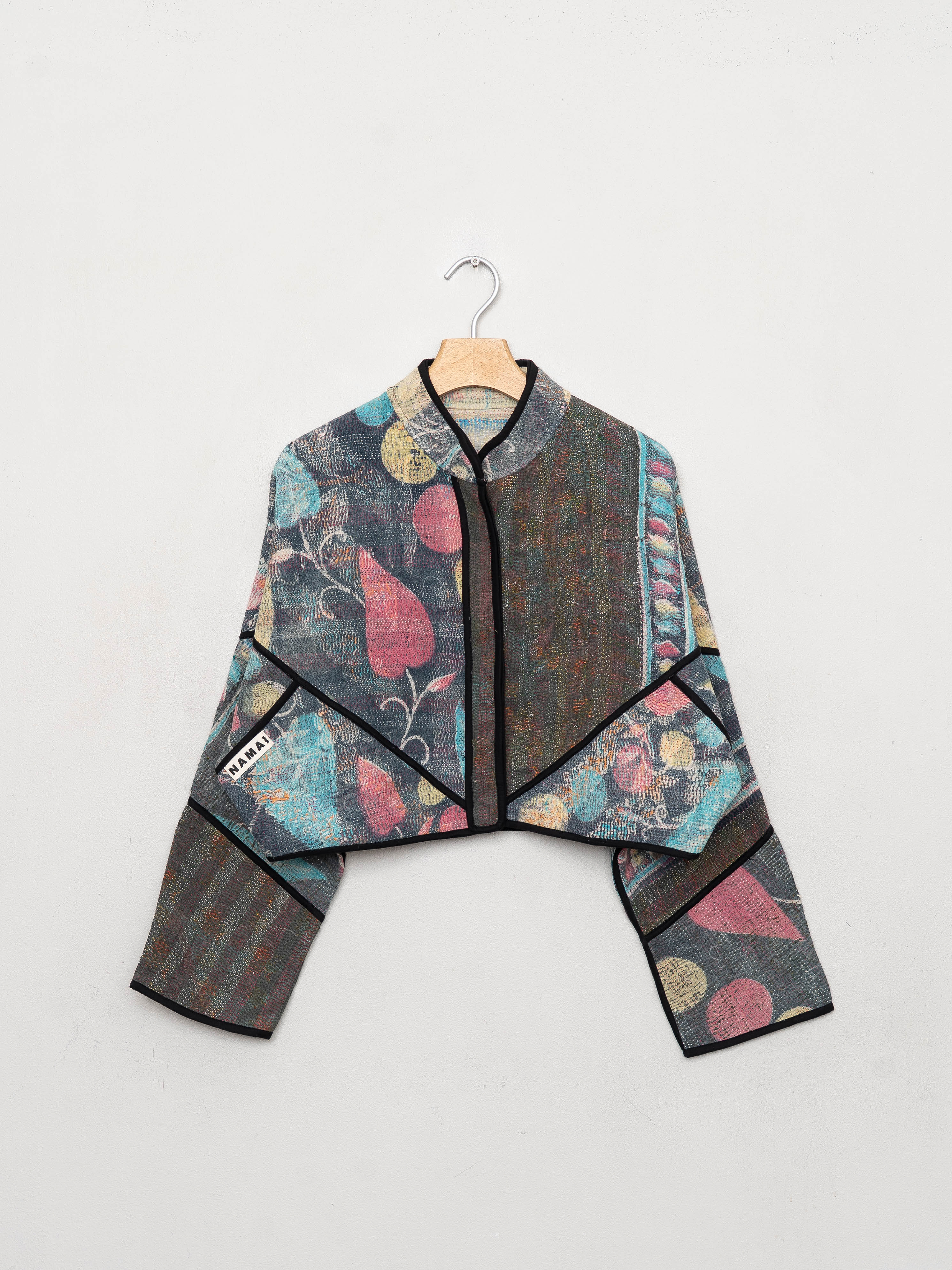 The Kaira Cropped Quilted Patchwork Kantha Jacket