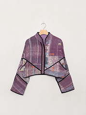 The Kaira Cropped Quilted Patchwork Kantha Jacket