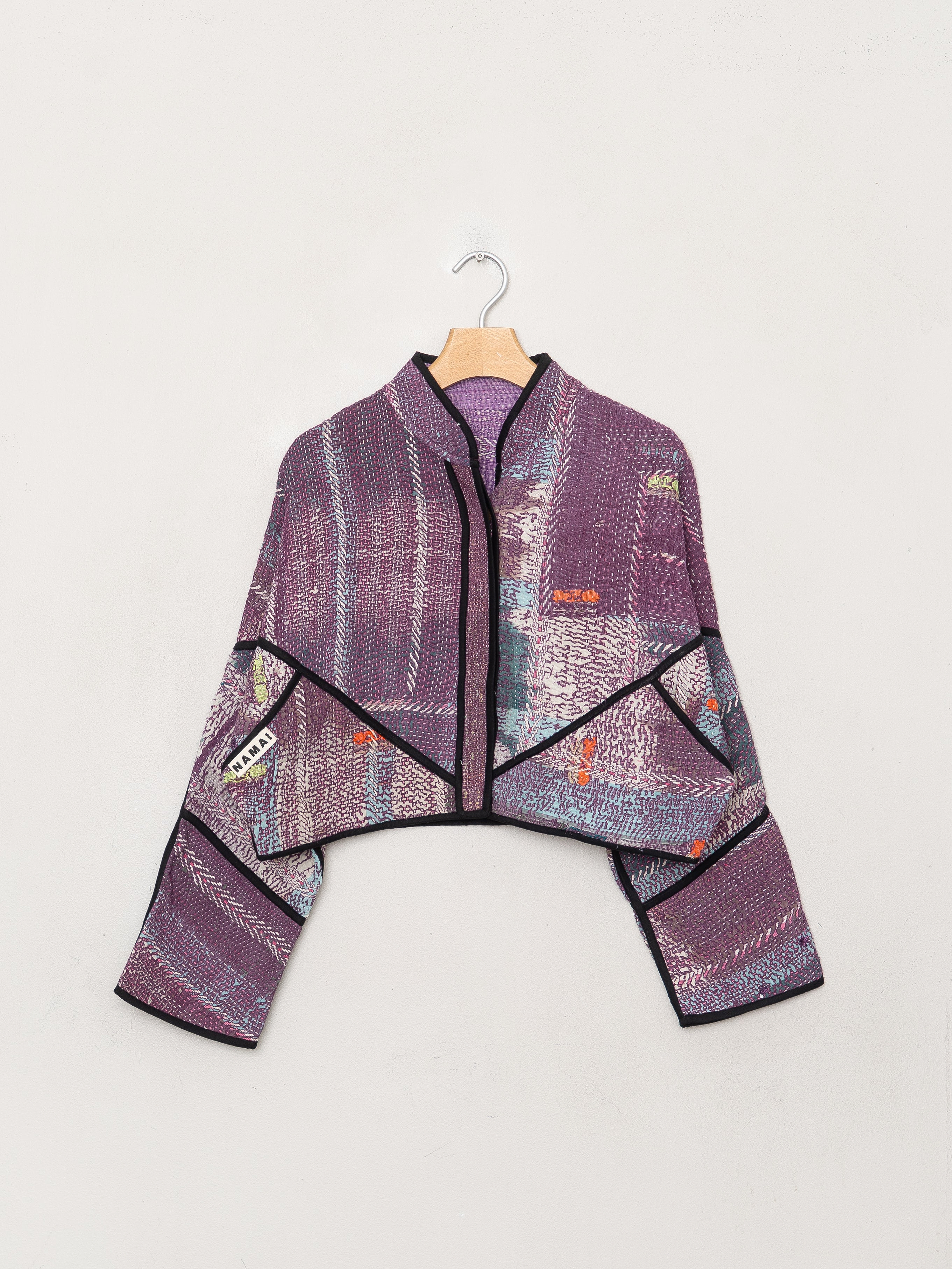 The Kaira Cropped Quilted Patchwork Kantha Jacket