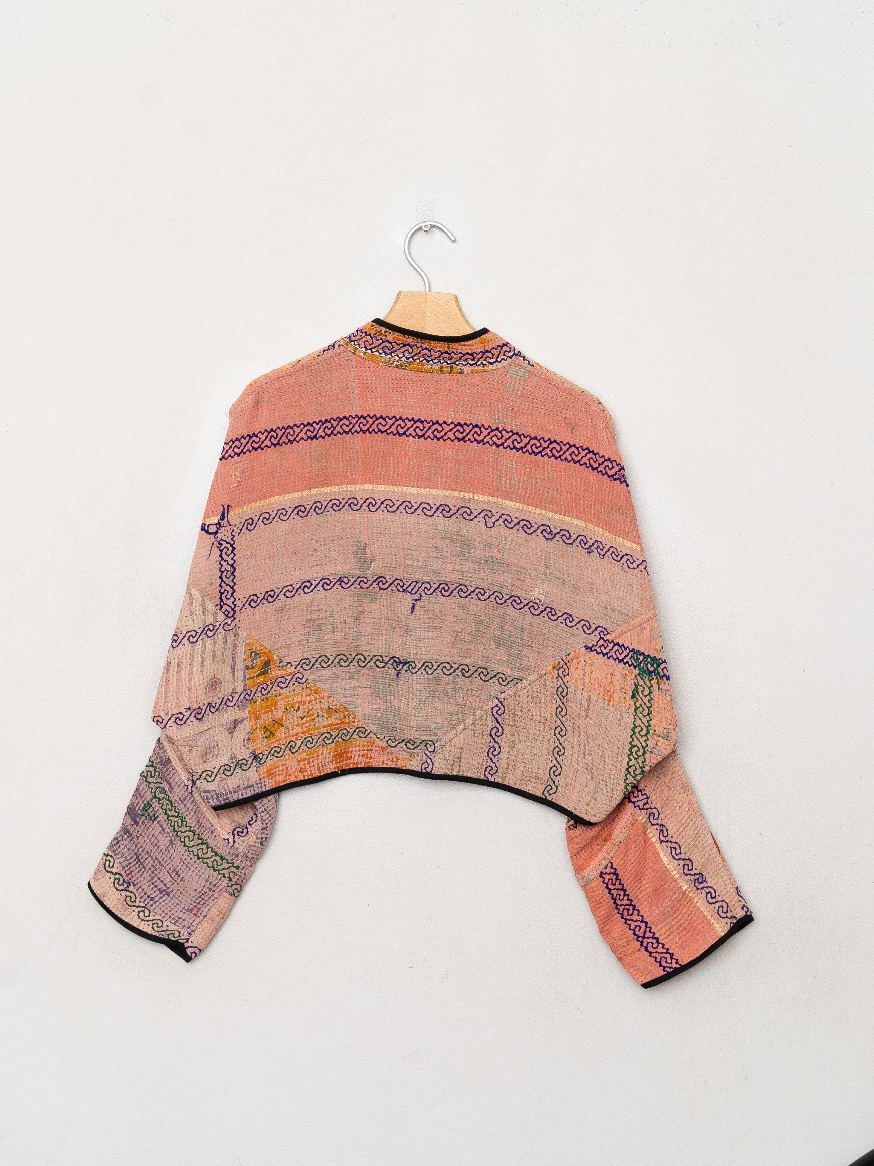The Kaira Cropped Quilted Patchwork Kantha Jacket