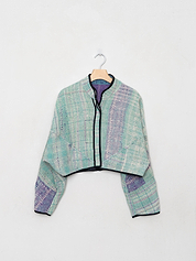 The Kaira Cropped Quilted Patchwork Kantha Jacket