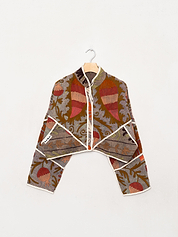 The Kaira Cropped Suzani Quilted Kantha Jacket