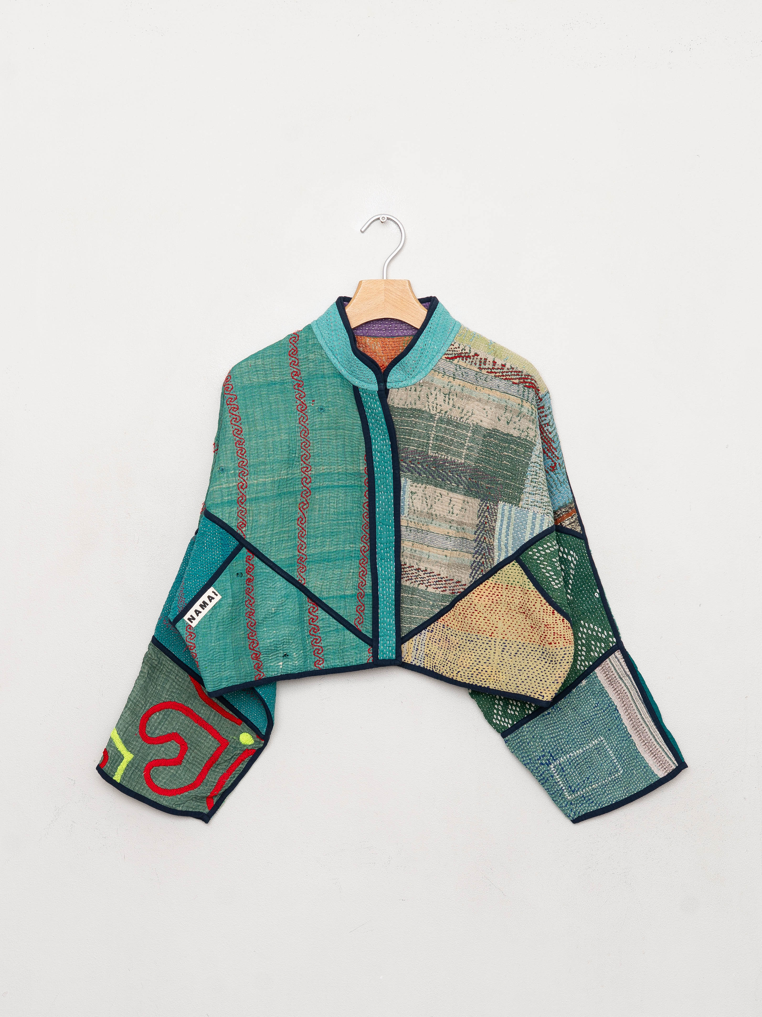 The Kaira Cropped Quilted Patchwork Kantha Jacket