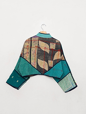 The Kaira Cropped Quilted Patchwork Kantha Jacket