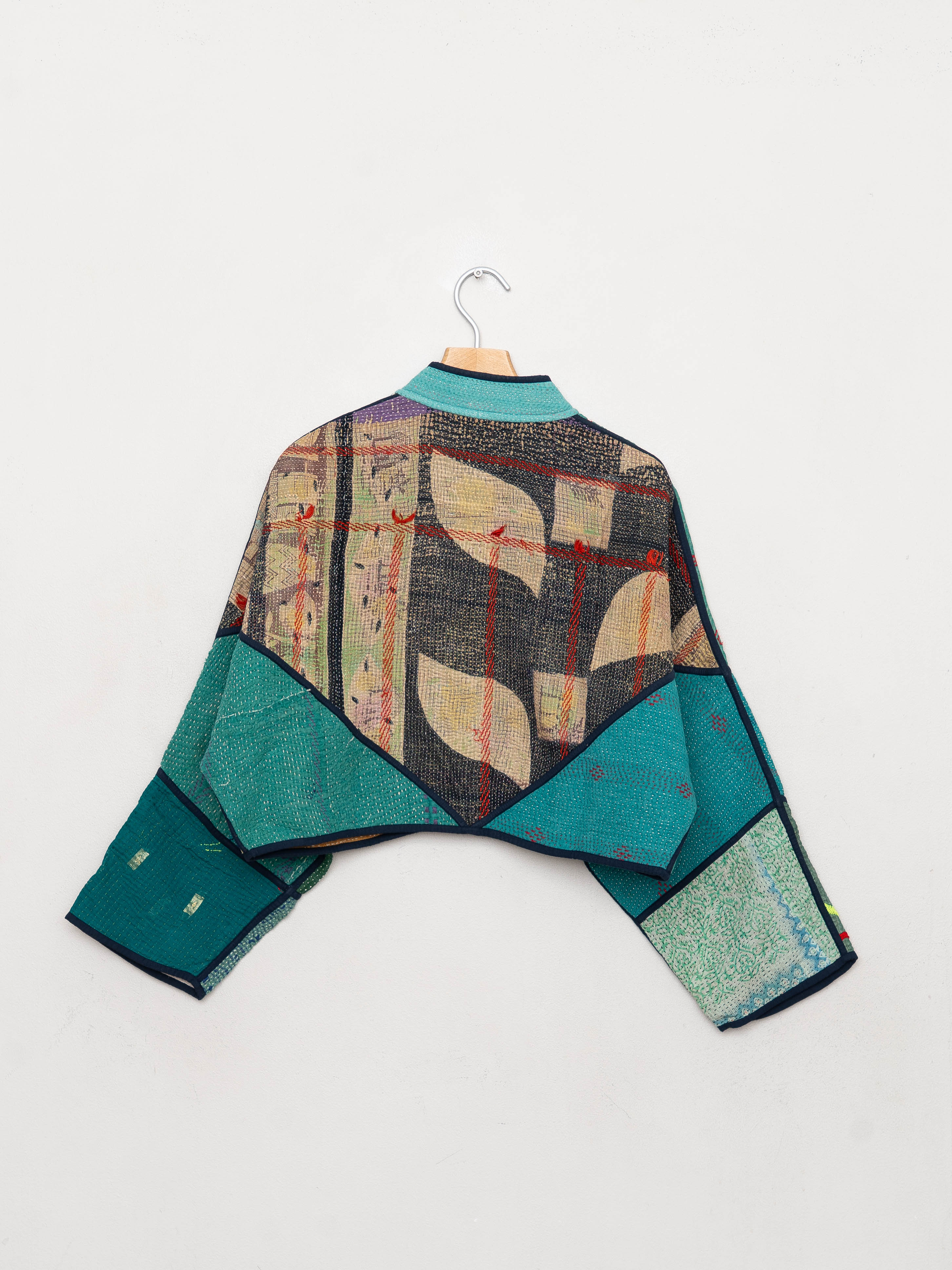 The Kaira Cropped Quilted Patchwork Kantha Jacket