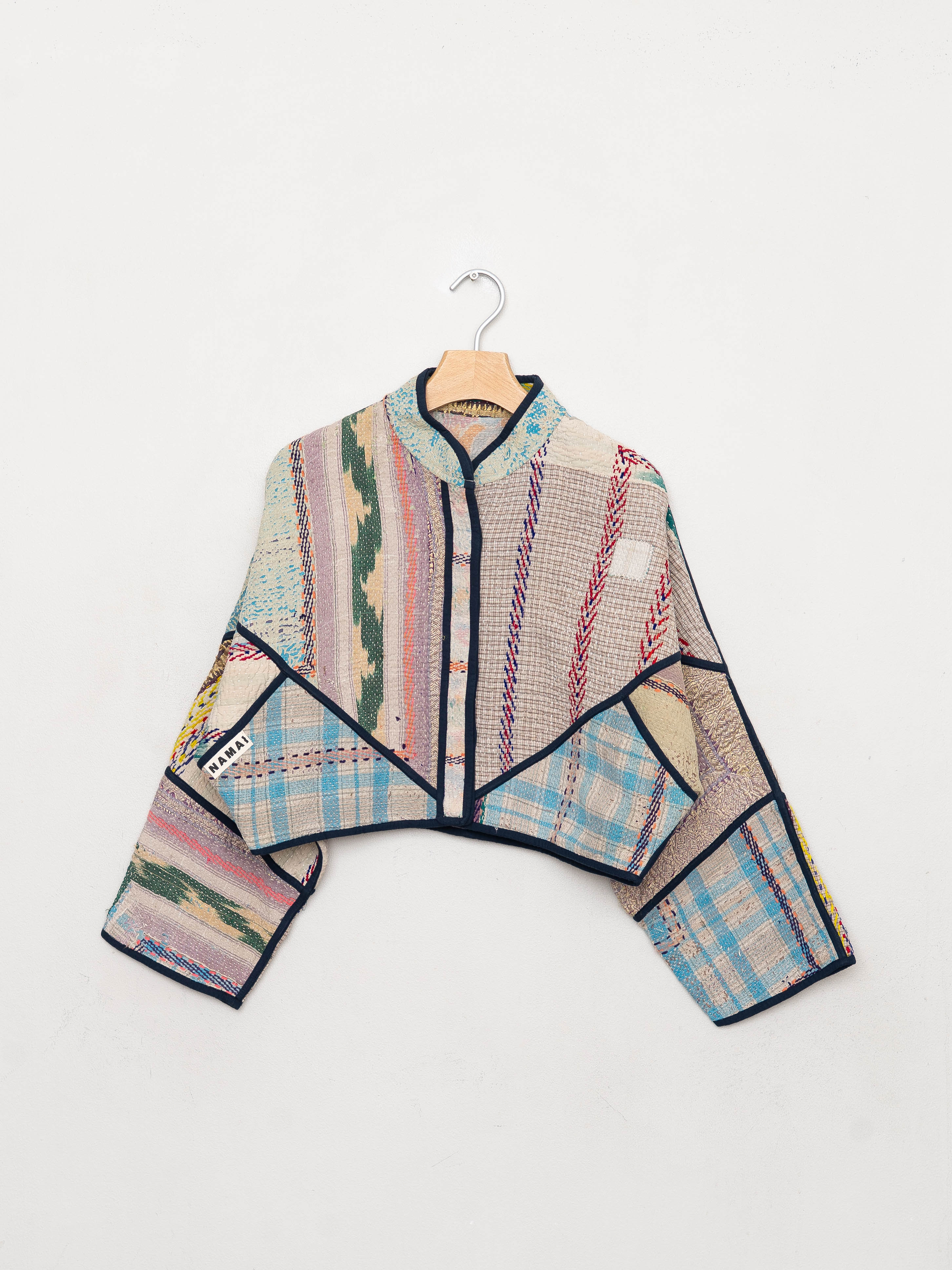 The Kaira Cropped Quilted Patchwork Kantha Jacket
