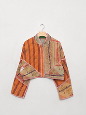 The Kaira Cropped Quilted Patchwork Kantha Jacket