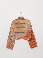 The Kaira Cropped Quilted Patchwork Kantha Jacket