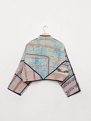 The Kaira Cropped Quilted Patchwork Kantha Jacket