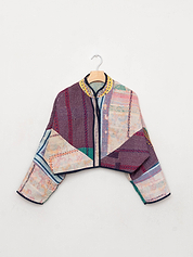 The Kaira Cropped Quilted Patchwork Kantha Jacket