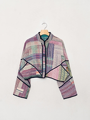 The Kaira Cropped Quilted Patchwork Kantha Jacket