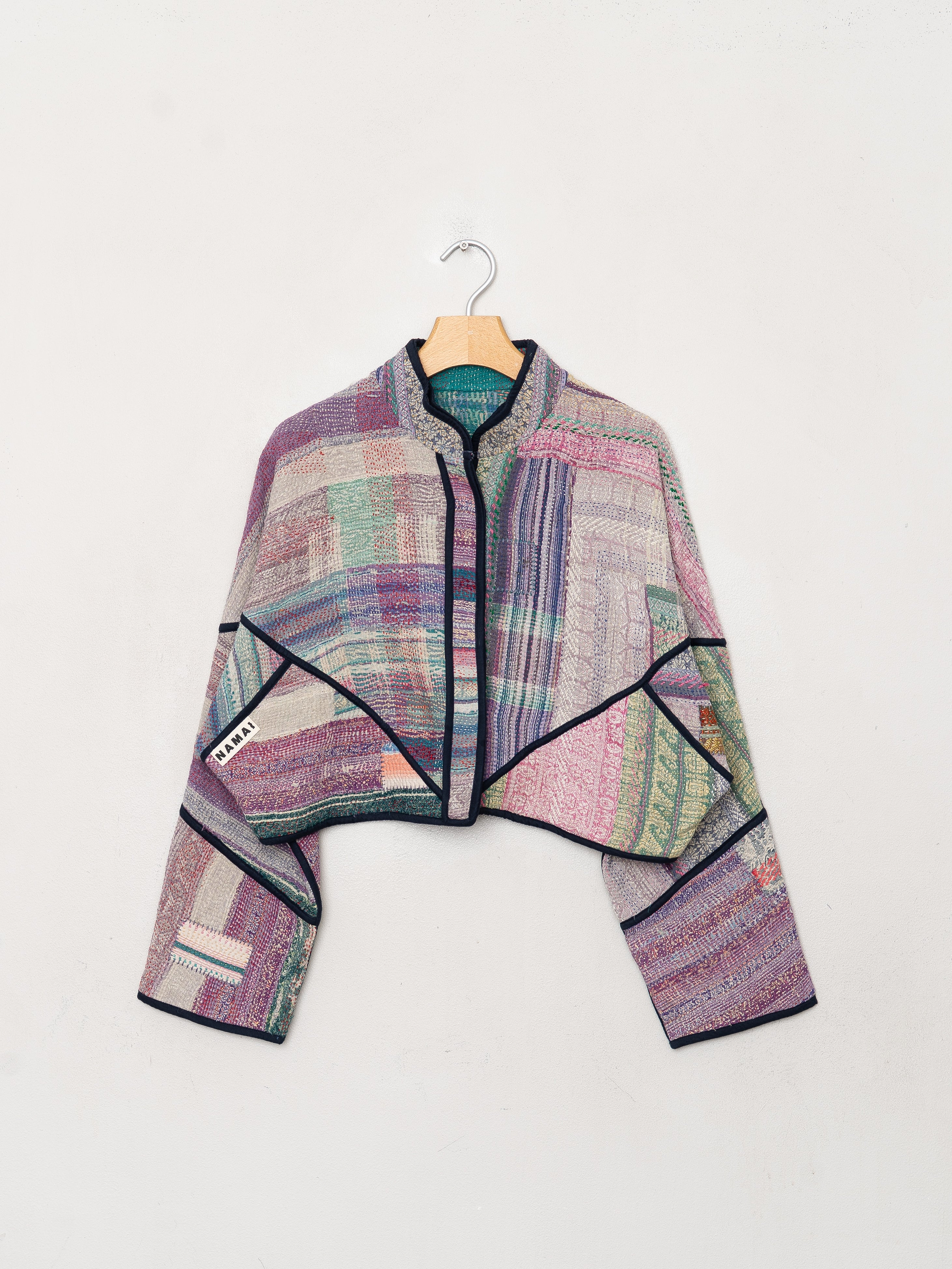 The Kaira Cropped Quilted Patchwork Kantha Jacket