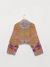 The Kaira Cropped Suzani Quilted Kantha Jacket