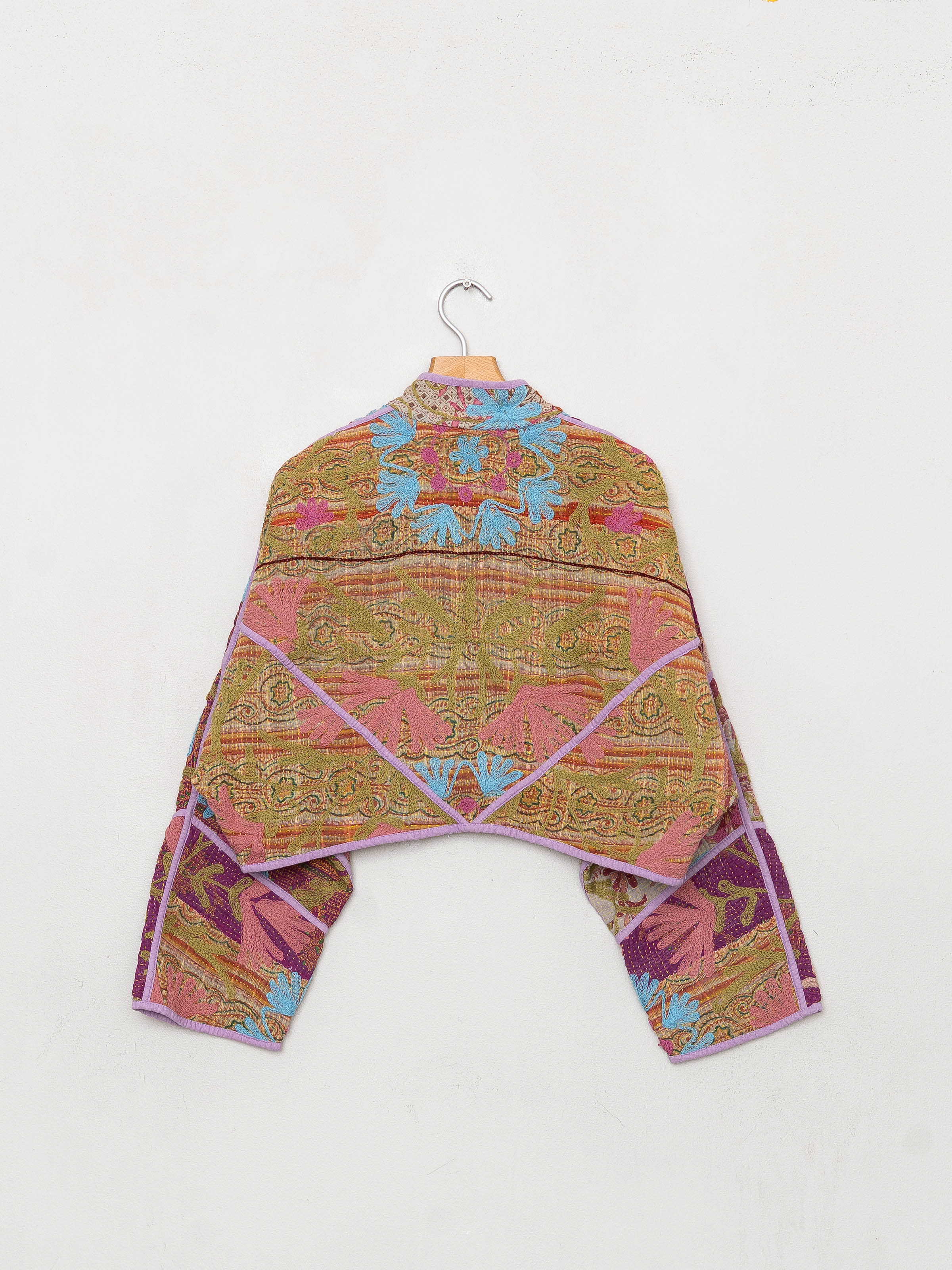 The Kaira Cropped Suzani Quilted Kantha Jacket