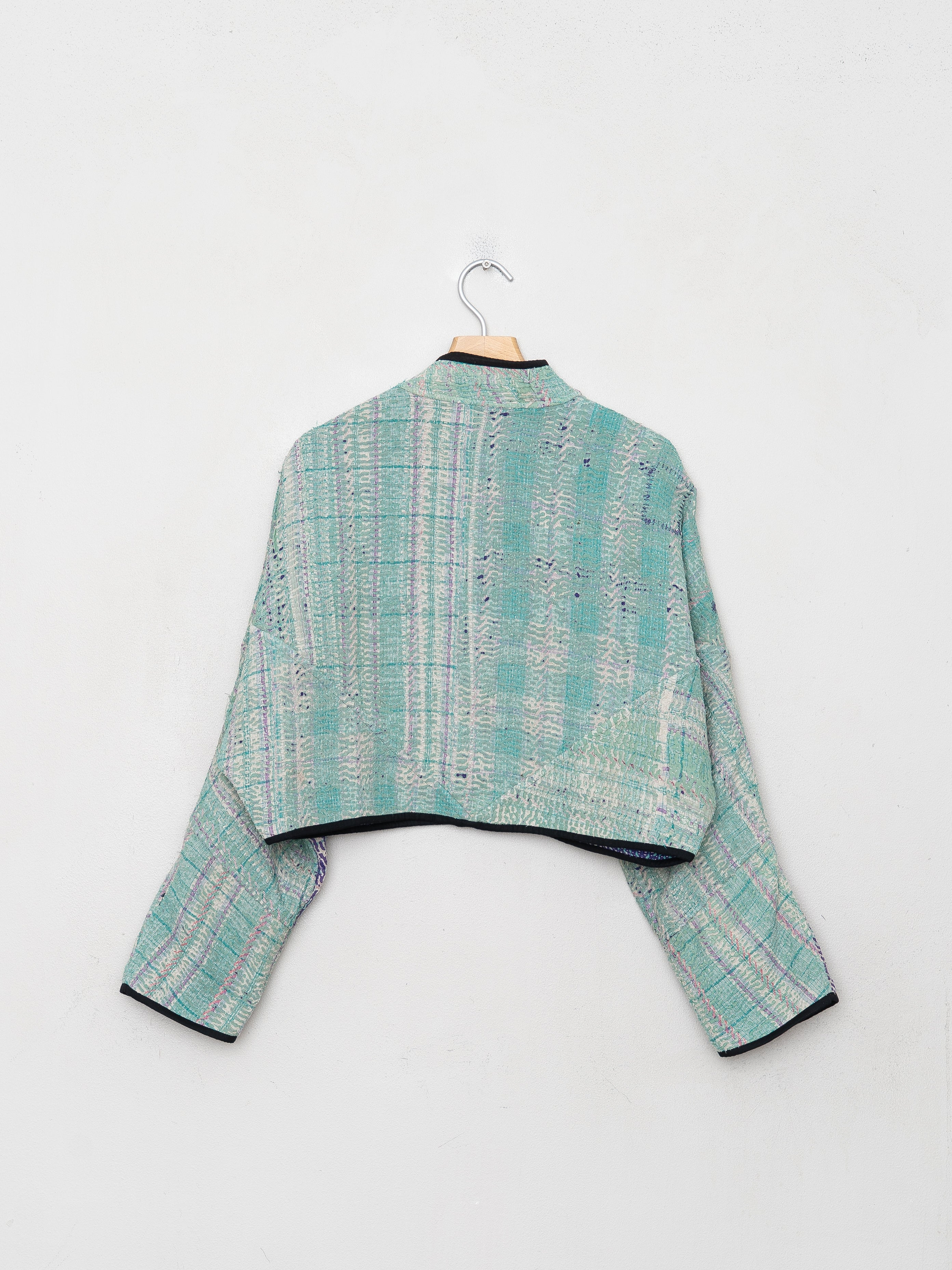 The Kaira Cropped Quilted Patchwork Kantha Jacket