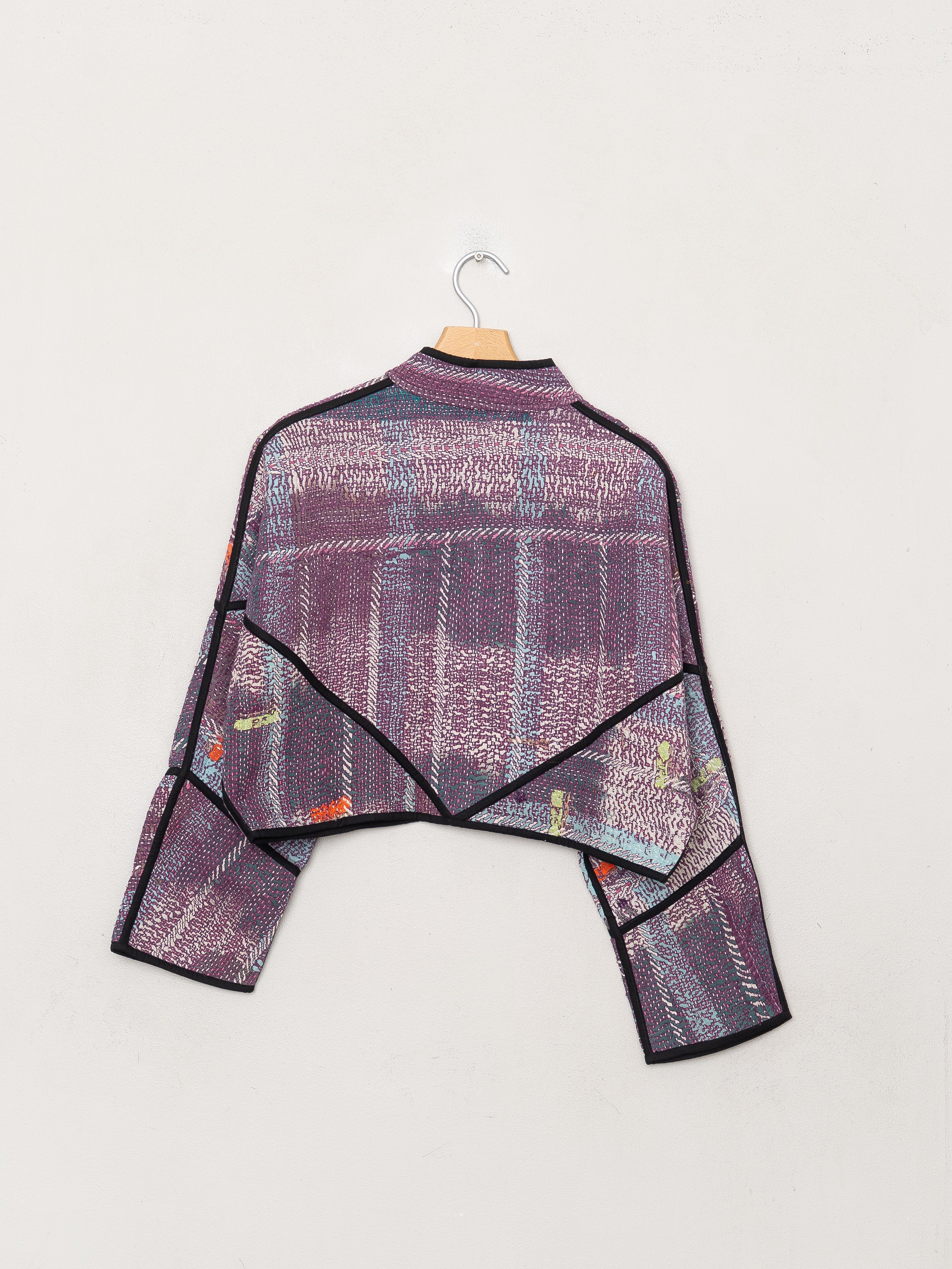The Kaira Cropped Quilted Patchwork Kantha Jacket