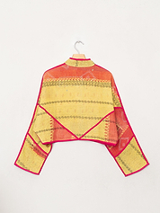 The Kaira Cropped Quilted Patchwork Kantha Jacket